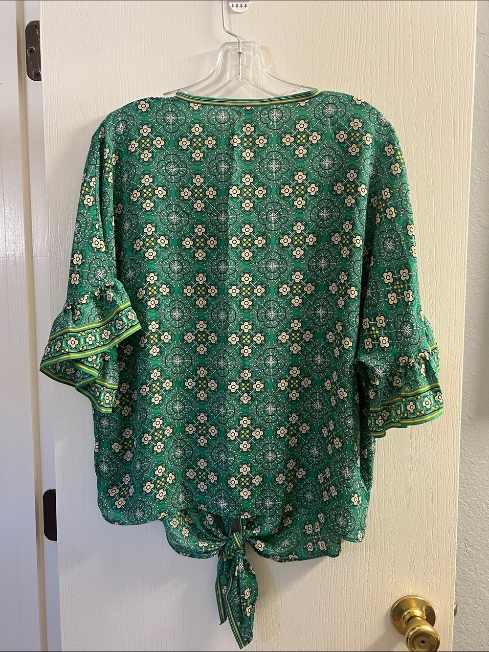 Max Studio Green Floral Tie-Front Blouse - Picture 3 of 3